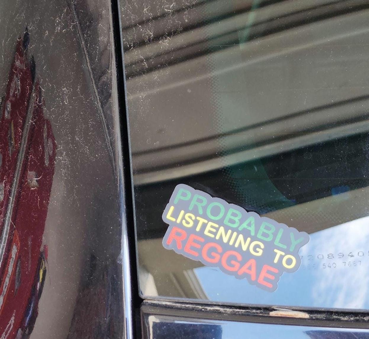 Probably Listening to Reggae" Sticker-   My Brain's on Island Time