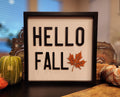 Handmade Hello Fall Wood Sign | 10x10 Maple Leaf Accent