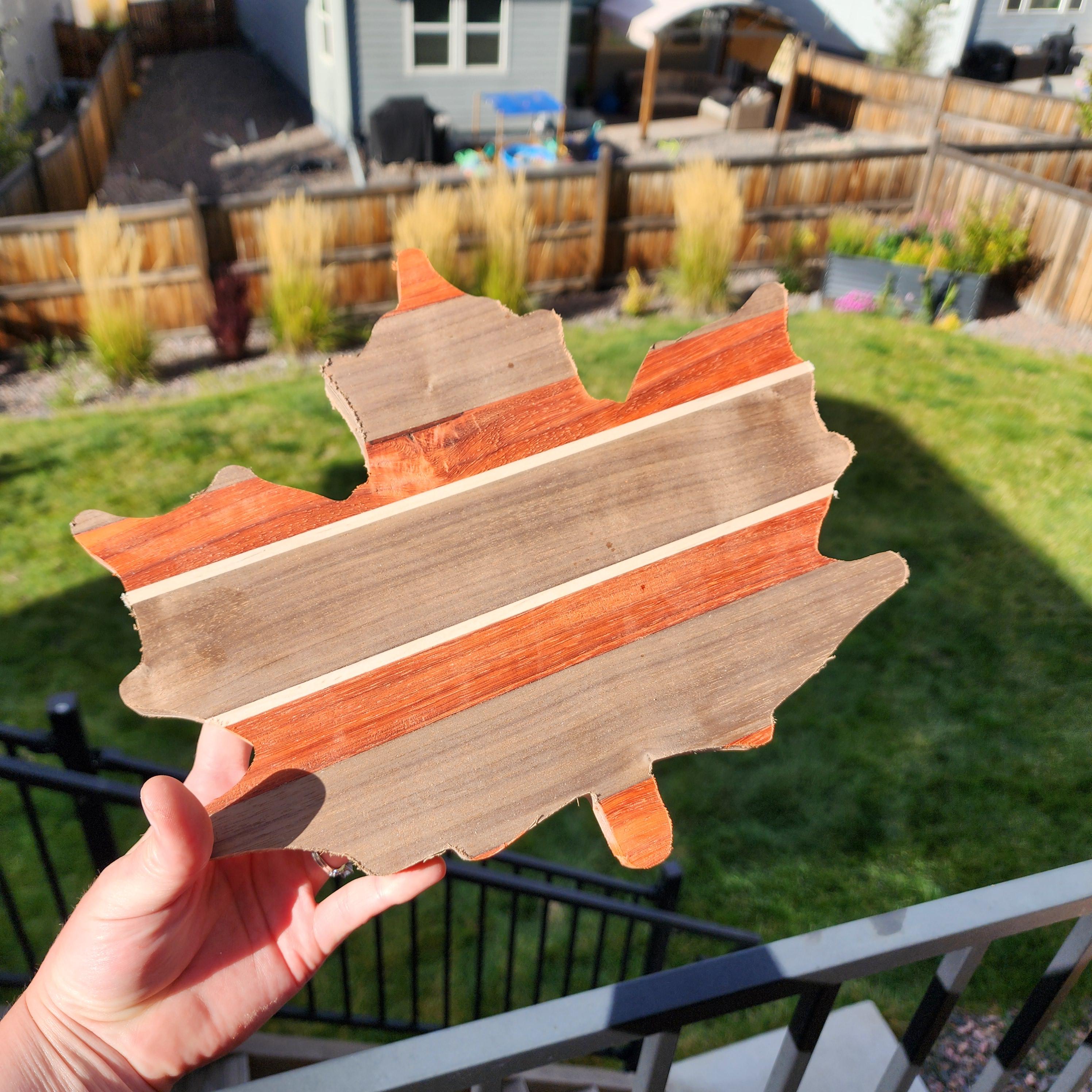 Handcrafted Maple Leaf Hardwood Tray – Walnut, Maple & Padauk | Fall Home Decor