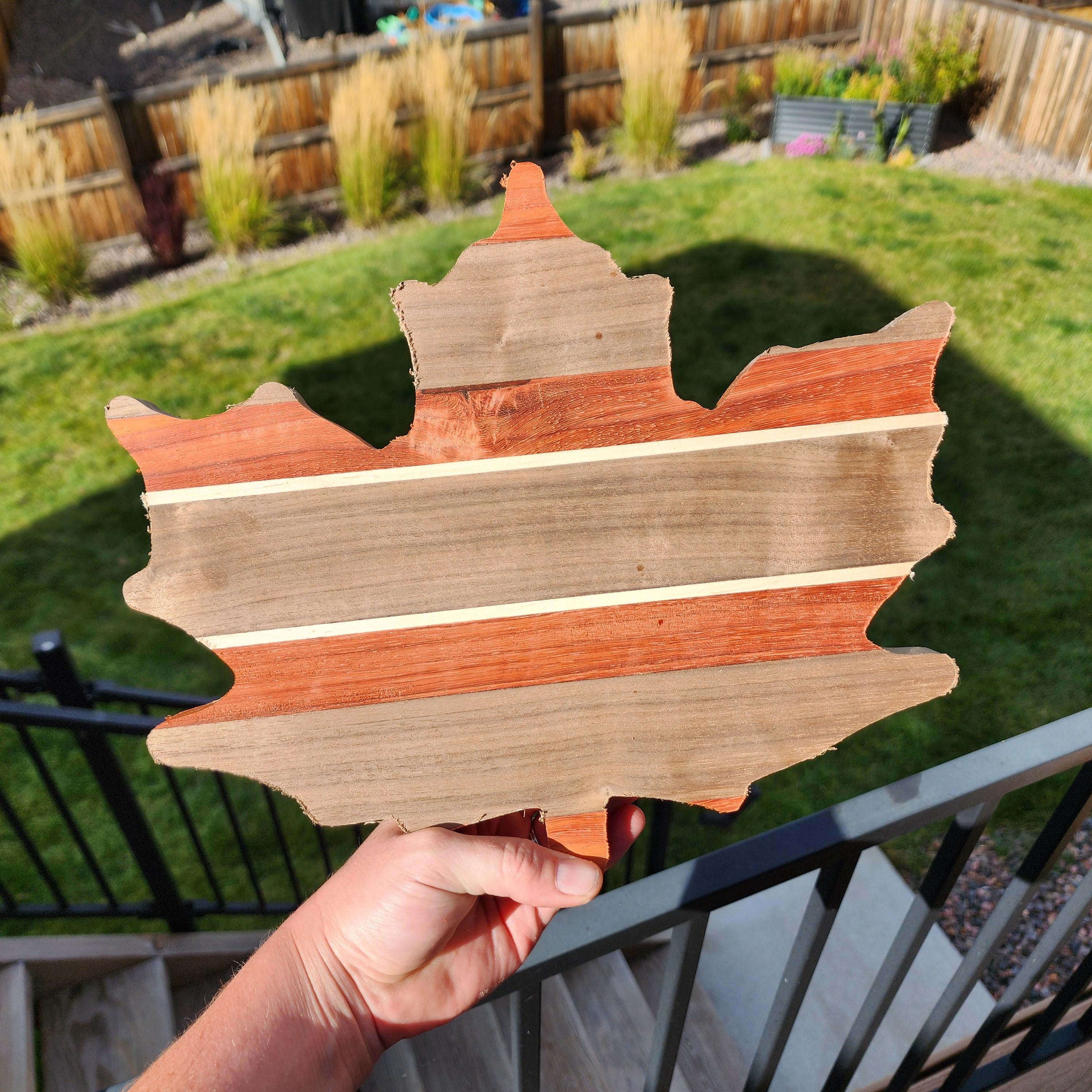 Handcrafted Maple Leaf Hardwood Tray – Walnut, Maple & Padauk | Fall Home Decor