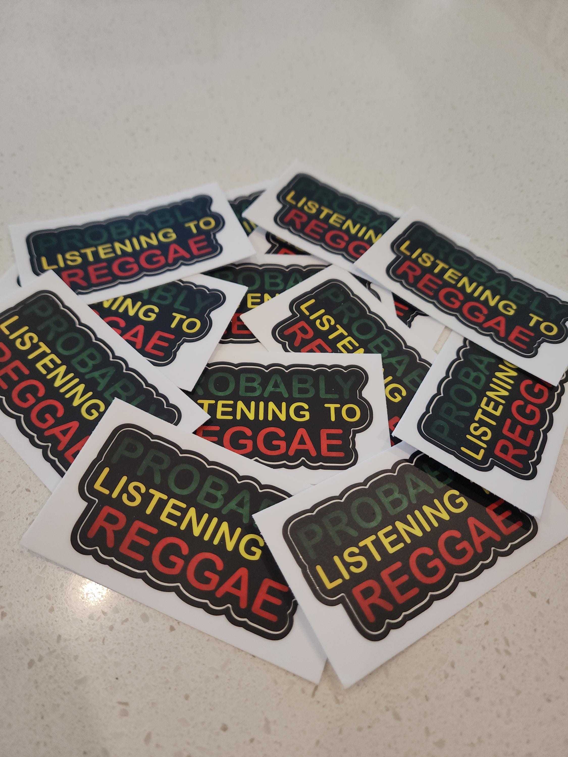 Probably Listening to Reggae" Sticker-   My Brain's on Island Time