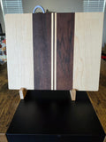 Handcrafted Hardwood Cutting Board with Maple and Peruvian Walnut Stripes 15x12