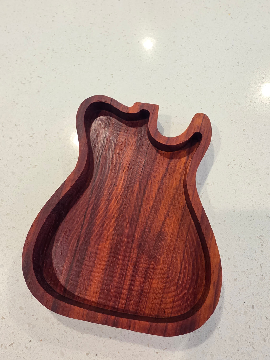 Handcrafted Mini Wooden Guitar-Shaped Catch-All Tray in Padauk 5.5x4.5
