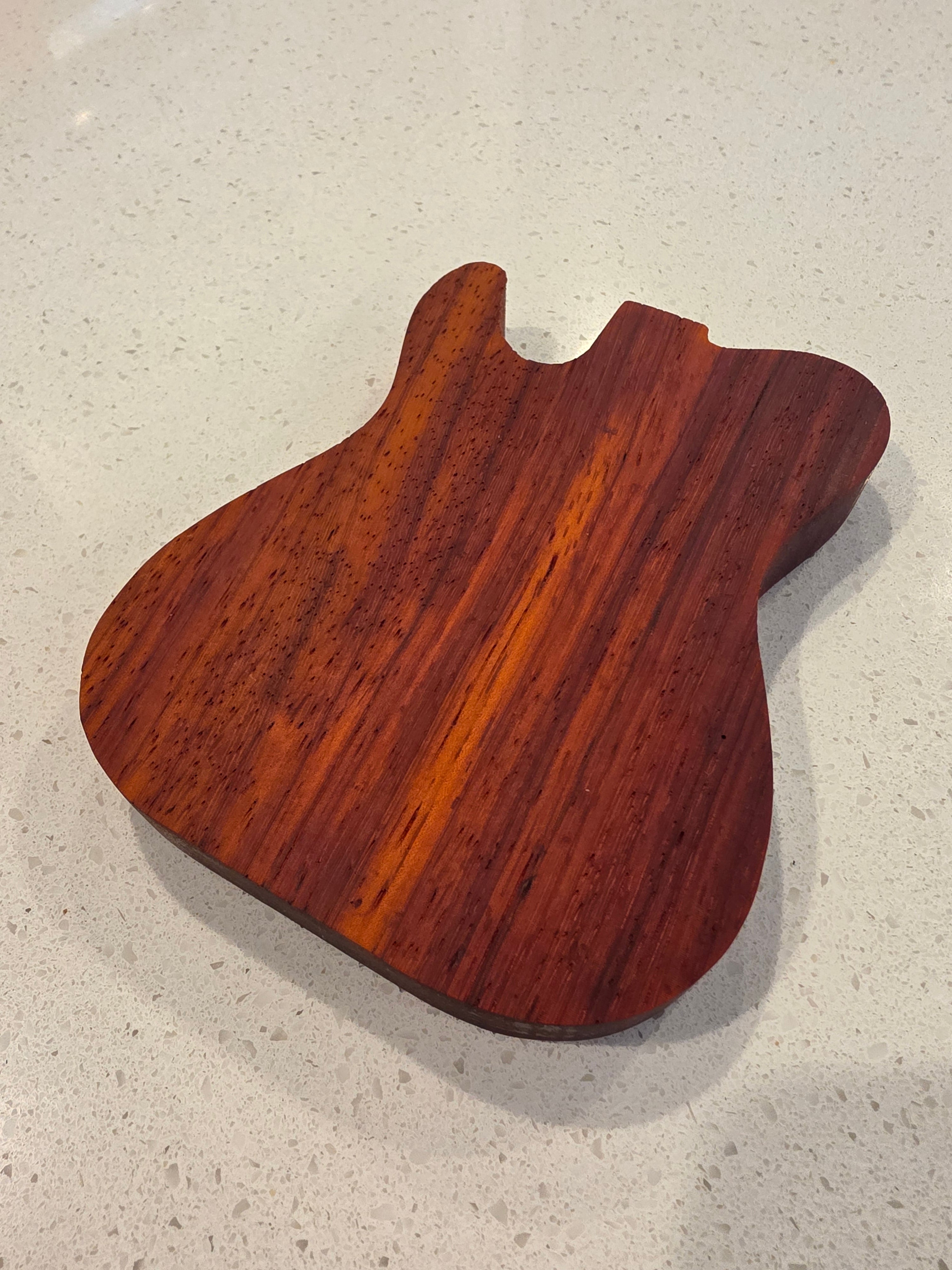 Handcrafted Mini Wooden Guitar-Shaped Catch-All Tray in Padauk 5.5x4.5