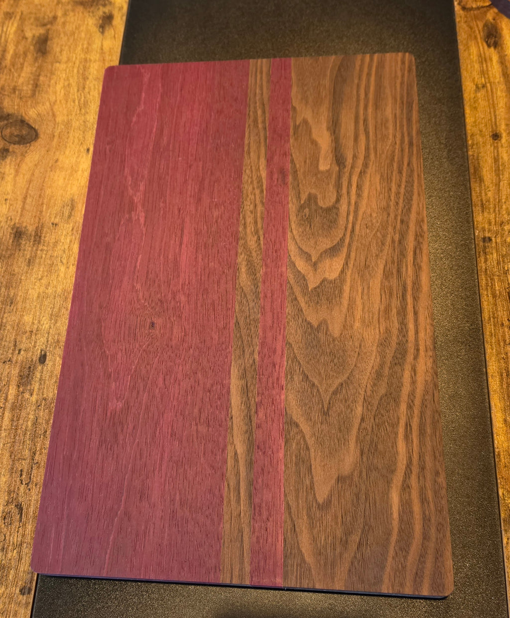 Wooden Cutting Board with Walnut and Purpleheart 16x10